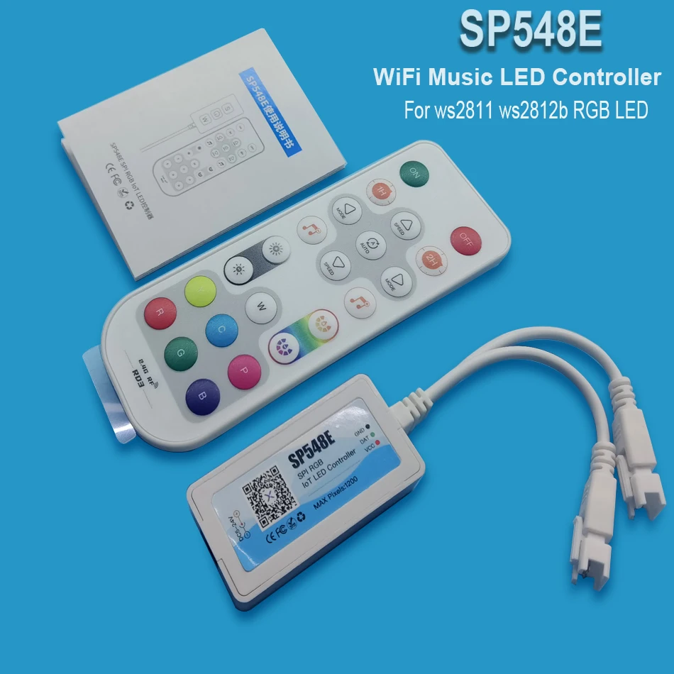Controlador LED de música SP548E WiFi + Bluetooth para WS2812 WS2811 direccionable Pixel RGB LED Strip Alexa Control de aplicación de voz inteligente