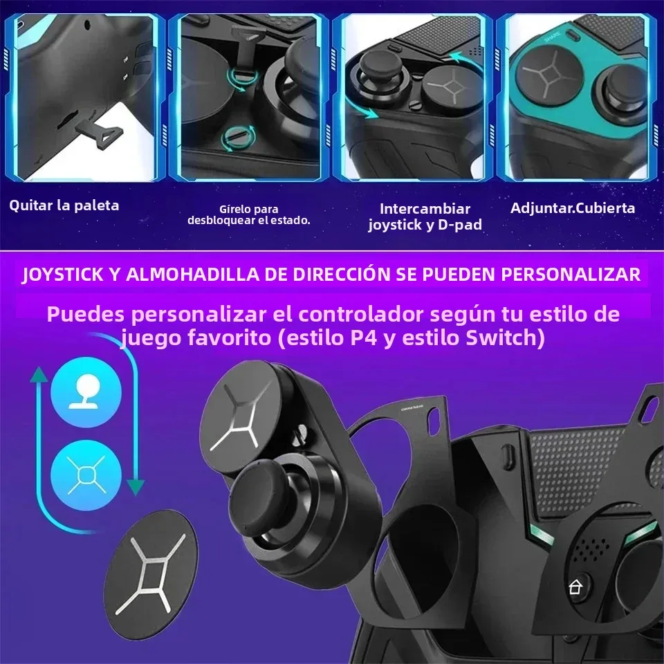 Controlador inalámbrico GAMINJA, mando Bluetooth de doble vibración con función Turbo programable para consola PS4, Joystick de PC - imagen 5