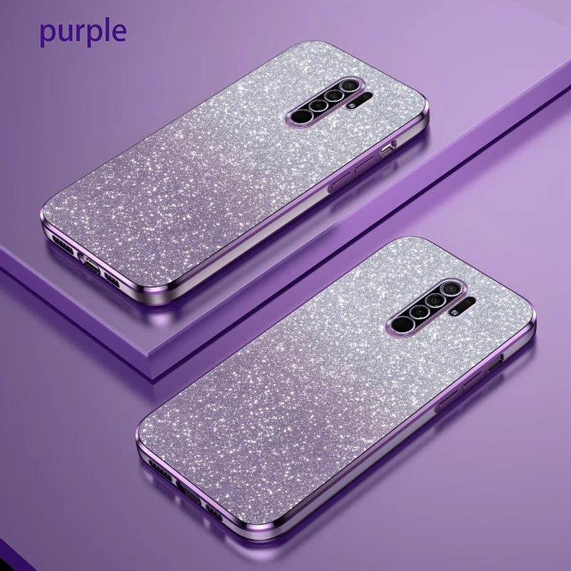 Para Xiaomi Redmi 9 Funda Redmi 9 Funda de teléfono M2004J19G M2004J19C Funda trasera de silicona con brillo degradado de lujo