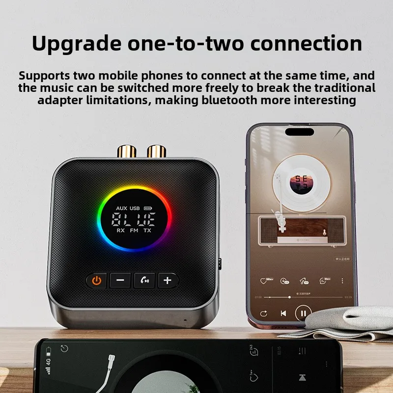 Receptor de Audio NFC Bluetooth 5,4, adaptador inalámbrico de música estéreo AUX RCA de 3,5mm sin pérdidas, Control remoto tipo C con reproducción de disco en U - imagen 4