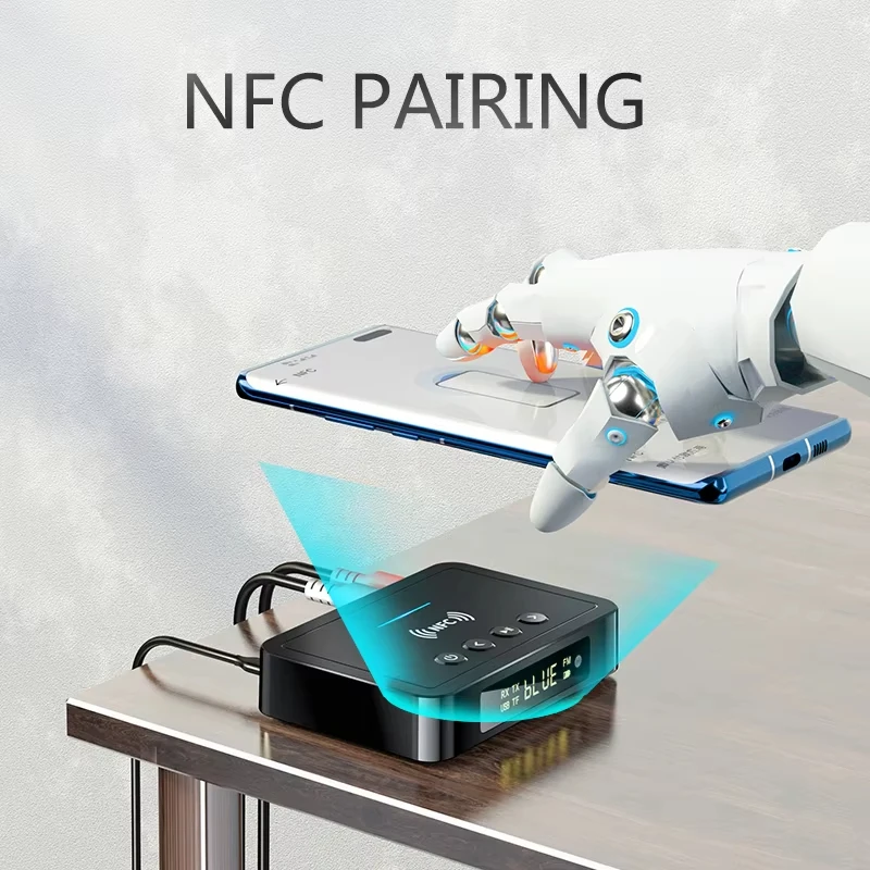 M6 Bluetooth 5,0 transmisor receptor adaptador inalámbrico AUX 3,5 MM óptico Coaxial TF/U-disco USB FM pantalla Digital LED con micrófono HD - imagen 5