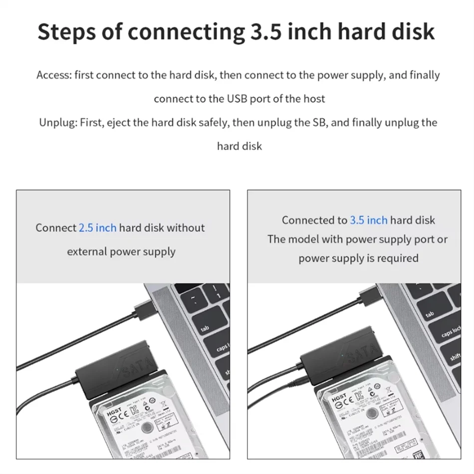 WvvMvv Cable USB Sata USB 3,0 a 22 pines adaptador Sata compatible con disco duro externo HDD SSD de 3,5 y 2,5 pulgadas lector de disco duro externo - imagen 5