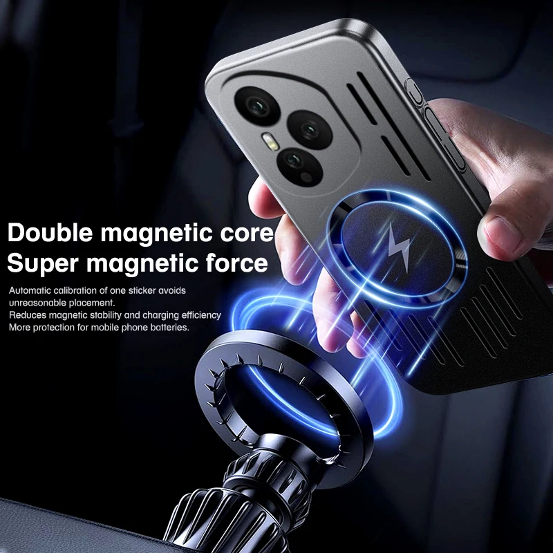 Magsafe-funda de teléfono con carga inalámbrica magnética, ultrafina, disipación de calor, a prueba de golpes, para Honor 400 X60 X70 Magic 6 7 Pro Lite - imagen 3