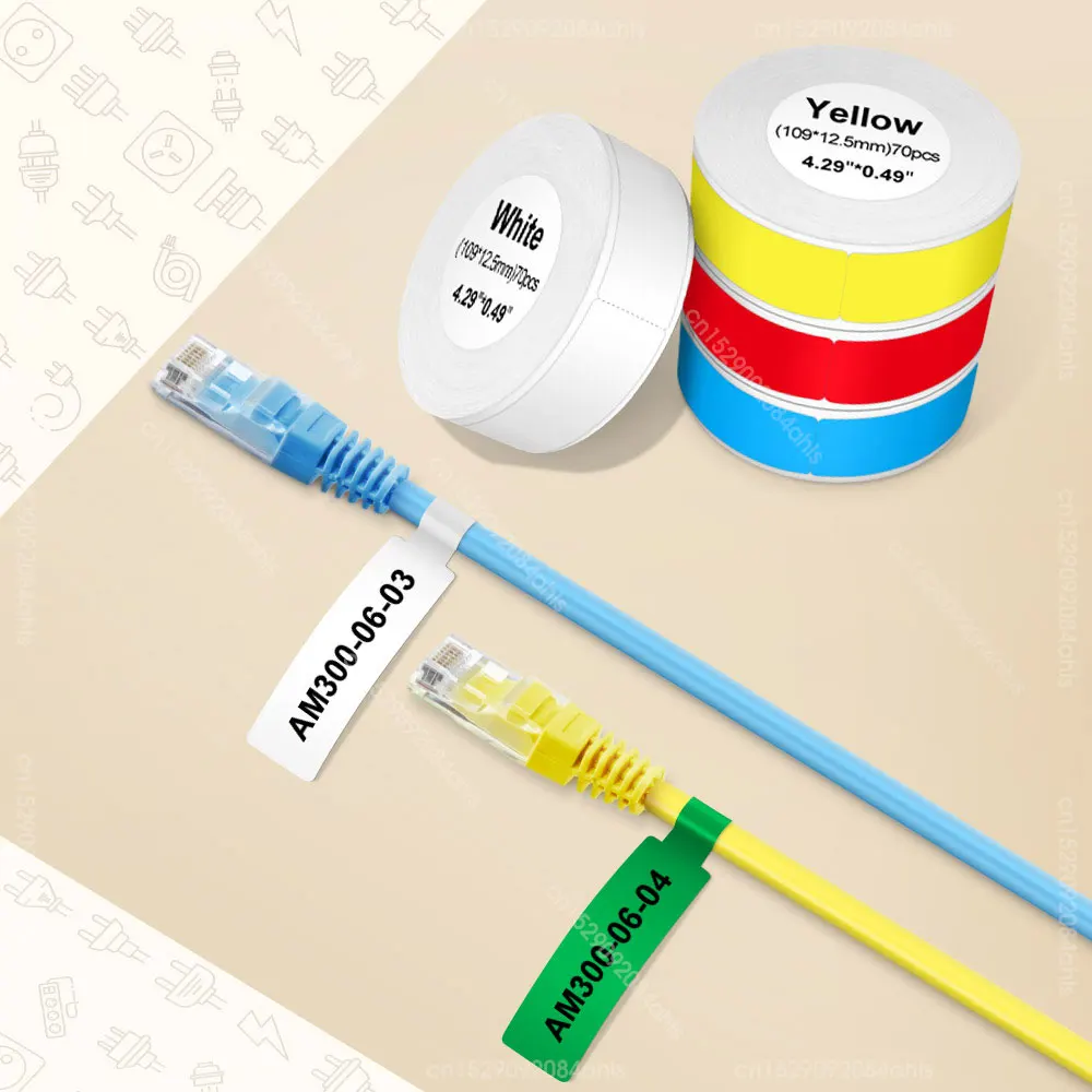 Rollo de etiquetas P15, Cable de alambre, etiqueta de red, papel adhesivo, rollo de papel de alambre, Compatible con máquina de etiquetado P15 P12 D30 Q30S - imagen 3