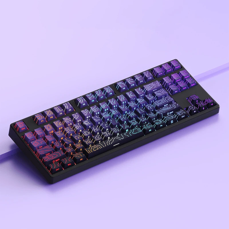 Teclas moradas topográficas 4,0 PBT de doble disparo, teclas retroiluminadas RGB con impresión lateral, perfil de cereza para interruptores MX, teclado para juegos - imagen 2