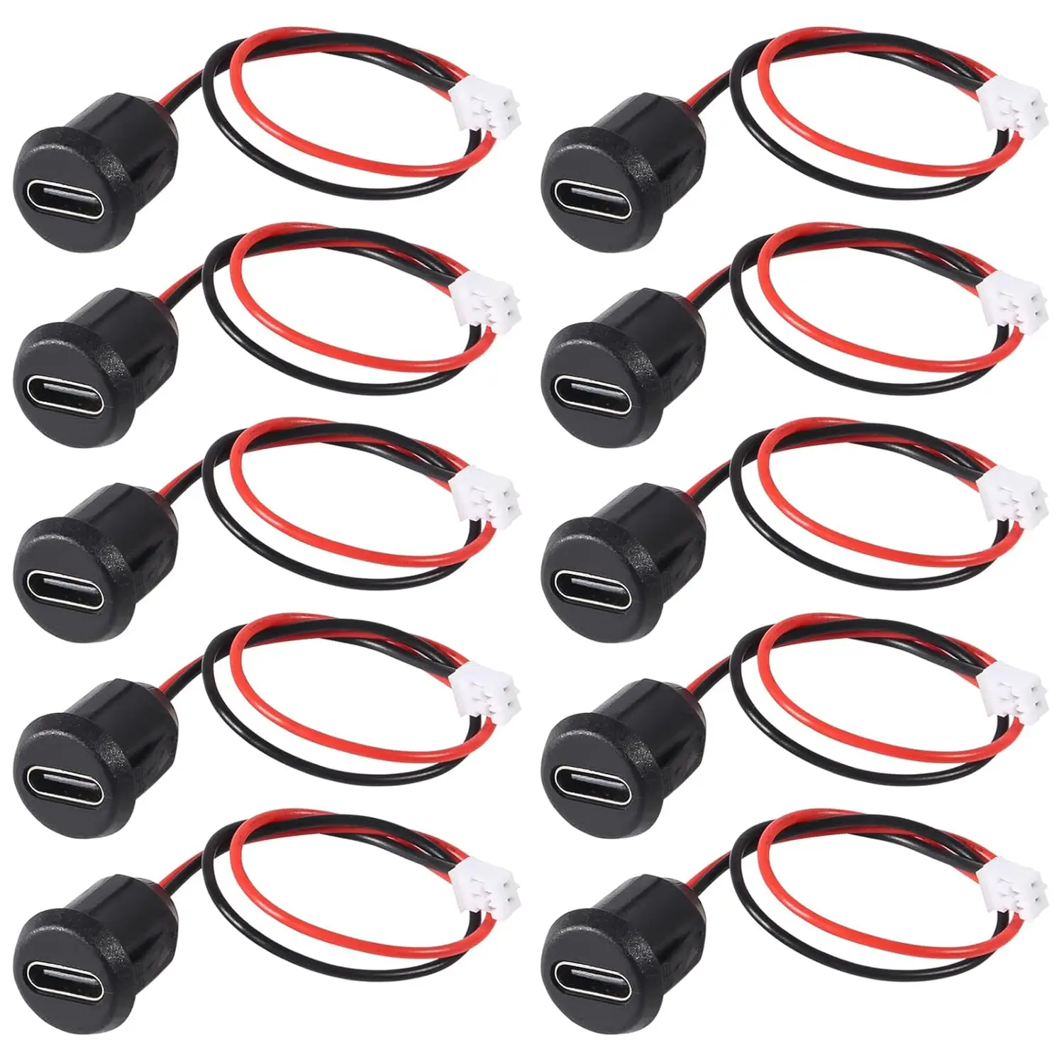 10 Uds tipo C hembra 2P engarzado directo USB chasis hembra conector C Jack puerto de carga hembra impermeable con hebilla de tarjeta - imagen 2