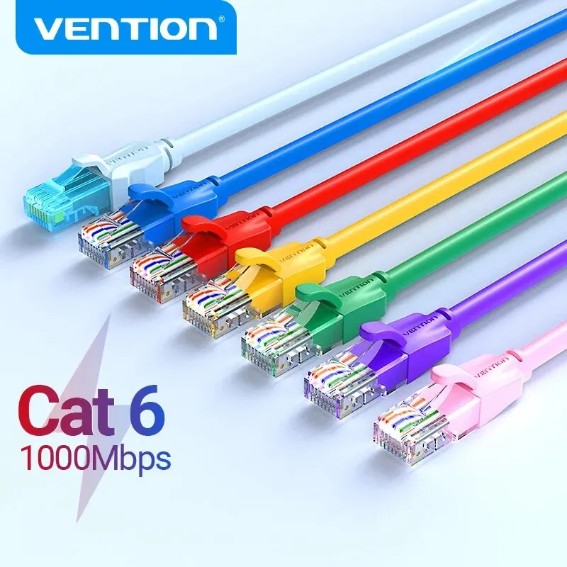 Vention Cat6 Cable Ethernet Gigabit de alta velocidad 1000Mbps Cable de Internet RJ45 Cable LAN de red blindado para PC PS5 PS4 PS3 Xbox