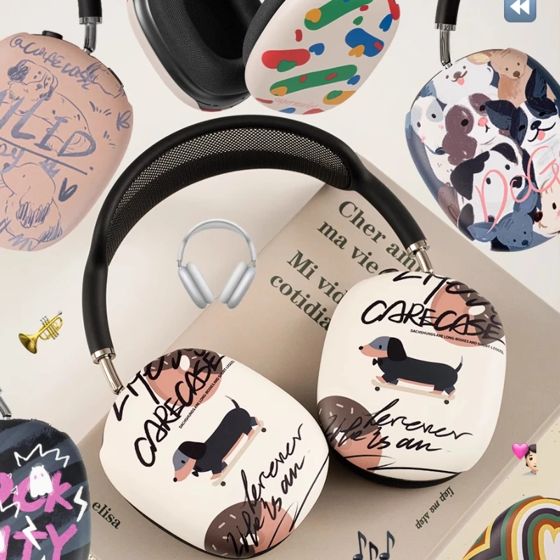 Funda protectora de auriculares con animales bonitos para AirPods Max, funda para auriculares con ilustración de dibujos animados para Airpods Max, accesorios para auriculares