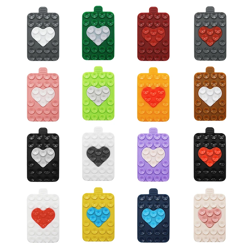 Soporte de teléfono con ventosa de doble cara fuerte, almohadilla de succión de silicona en forma de corazón, soporte antideslizante multifunción para teléfono móvil