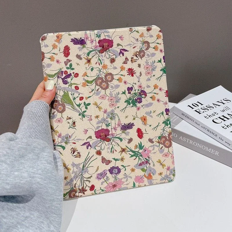 Funda colorida floral para tableta iPad A16 11th 10th Air 11 5 4 10,9 10,2 9th 8th 7th Pro 11 12,9 10,5 con soporte para ranura para lápiz - imagen 2
