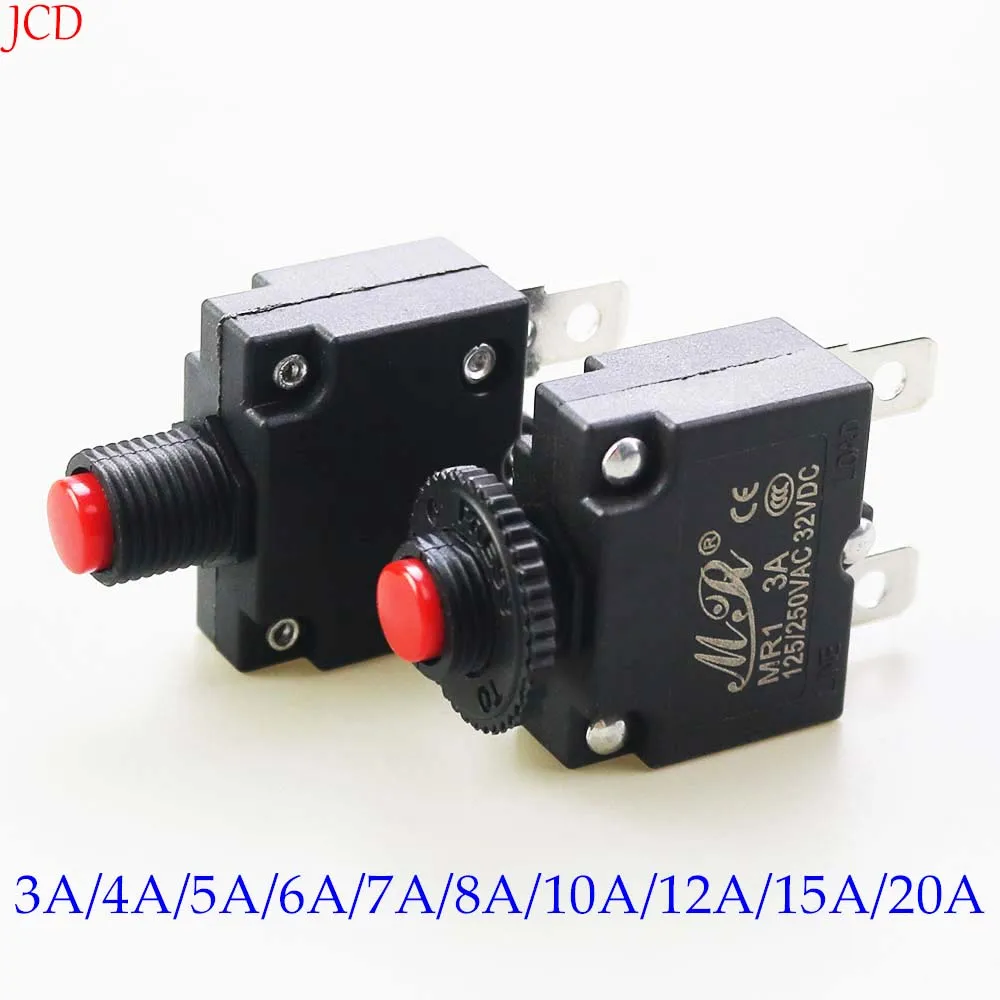 1 Uds 3A 4A 5A 6A 7A 8A 10A 12A 15A 20A disyuntor Protector de sobrecarga interruptor fusible sobrecarga reset seguro - imagen 2