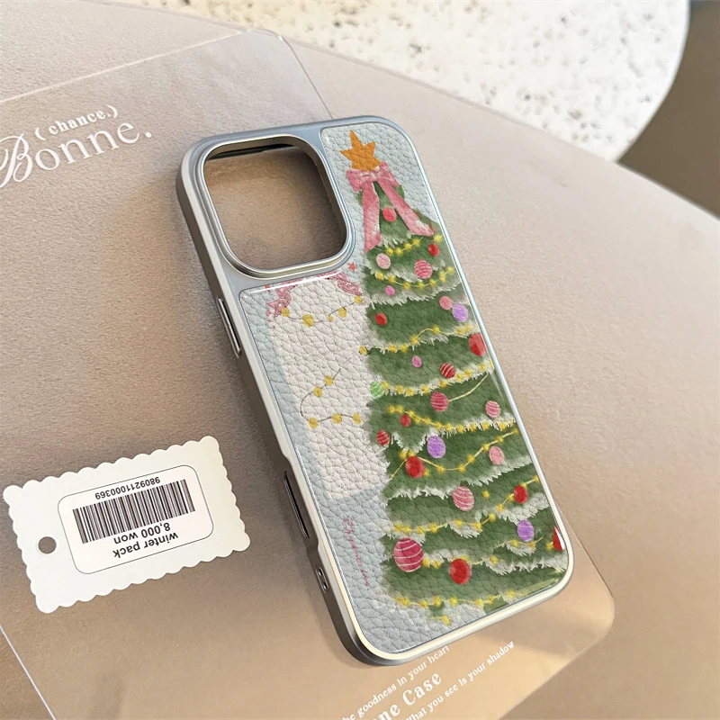 Funda de teléfono con textura de cuero de árbol de Navidad para iPhone11/12/13/14/15/16/47 Pro Max AIR PLUS - imagen 4