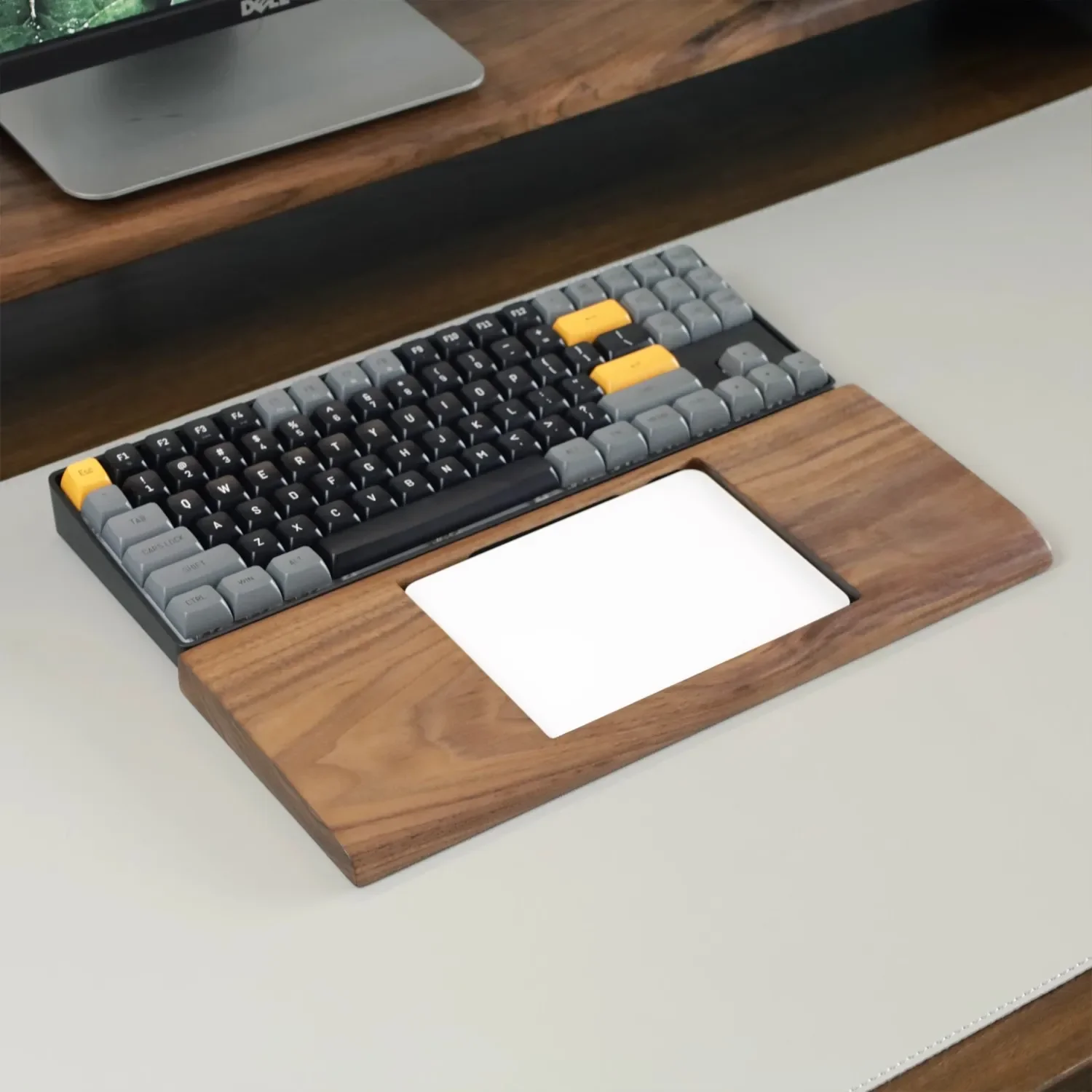 Reposamuñecas para teclado, Base mágica para Trackpad, soporte de mano para teclado mecánico, soporte multifuncional personalizado, accesorios de madera de nogal - imagen 4