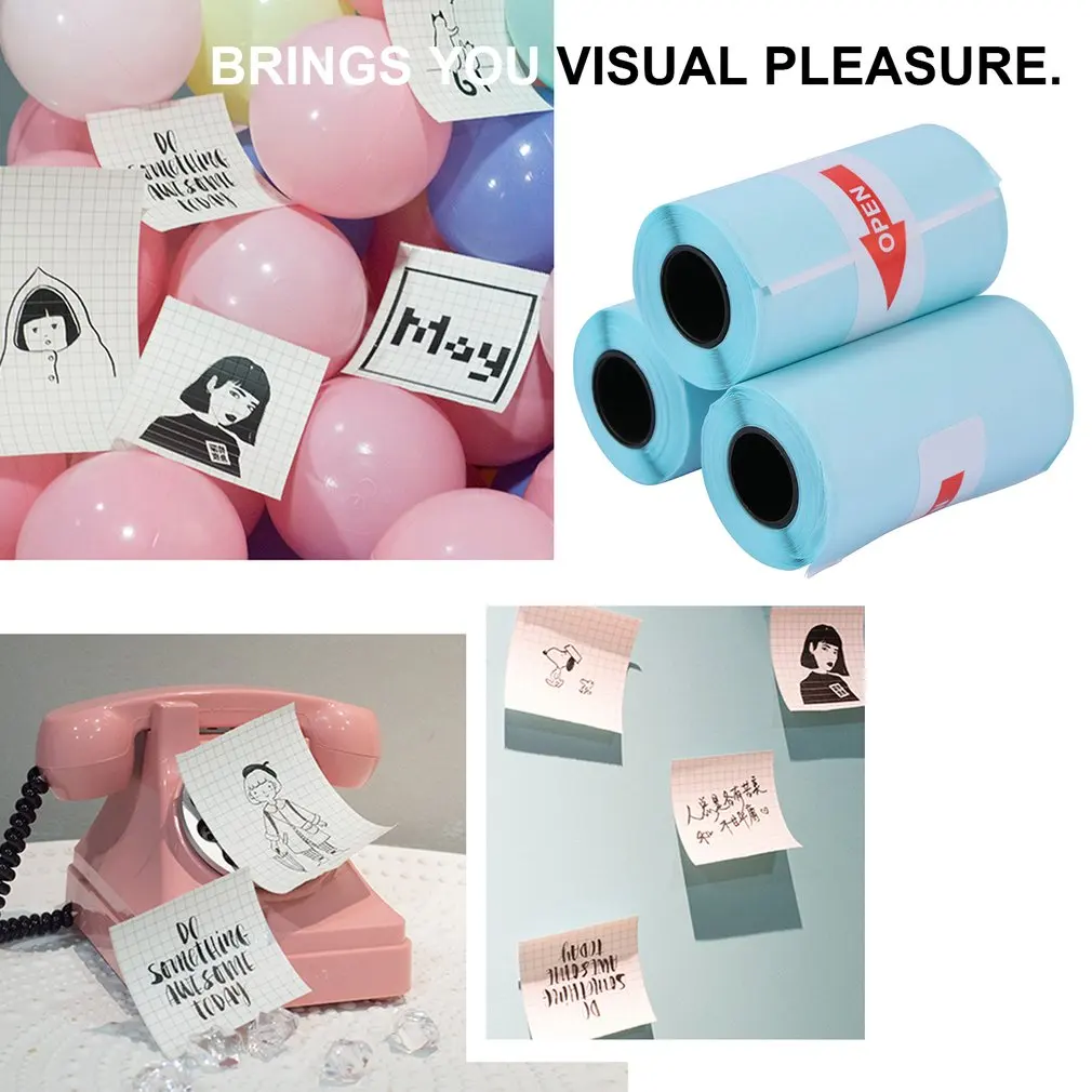 Papel de impresión con etiqueta adhesiva, papel fotográfico de Color para impresora PeriPage, papel de impresión fotográfica, papel de recibo, 3 rollos - imagen 2