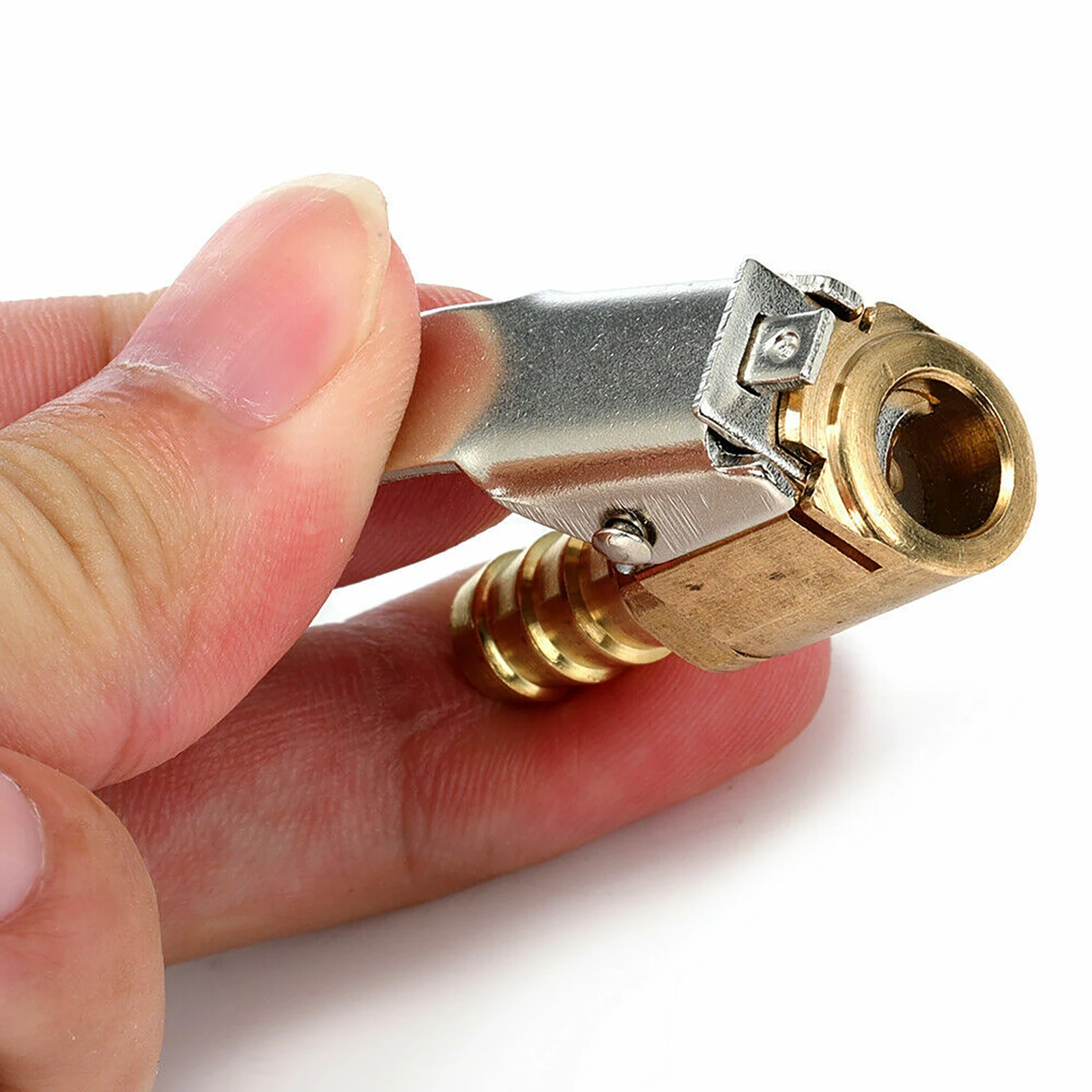 Portabrocas de aire de 8mm con bloqueo recto de flujo abierto, accesorios para automóviles para inflador de neumáticos, válvulas de neumáticos de camión de pasajeros, abrazadera de bloqueo, 2 uds. - imagen 3