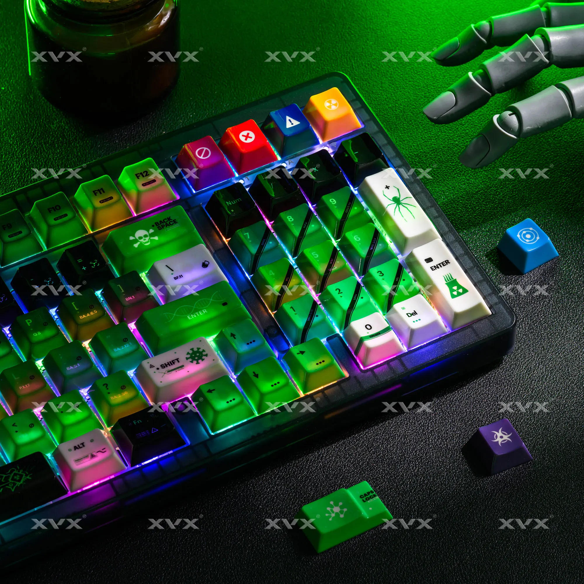 XVX Chemistry 003 teclas PBT superficie de espejo tapa de llave de cerámica perfil de cereza tinte Sub para teclado mecánico MX 68 75 87 98 100 - imagen 2