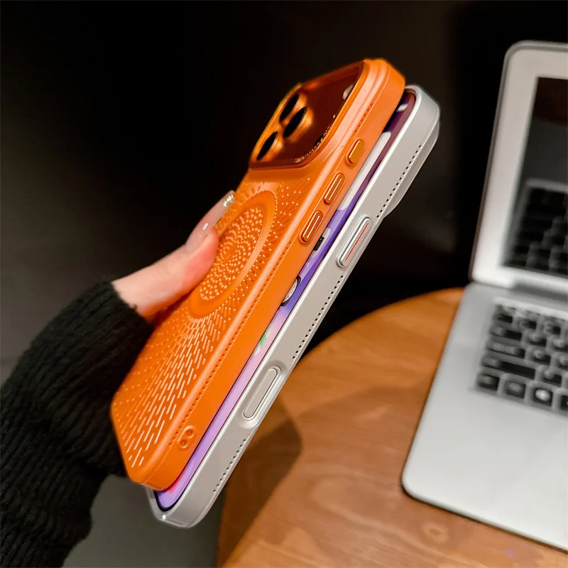 Funda magnética transpirable con disipación de calor para Magsafe, funda trasera dura a prueba de golpes para iPhone 17 16 15 14 Plus 13 12 Pro Max - imagen 4