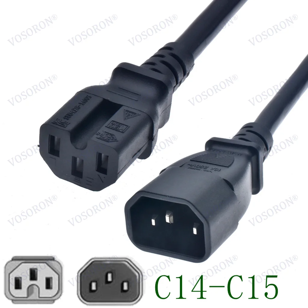 250V 10A IEC 60320 C14 320 C14 Macho a C15 Hembra 3X1.5m2 Cable de extensión de alimentación para enchufe de hervidor 1,8 M - imagen 2