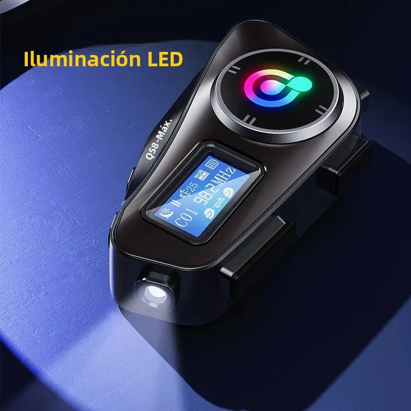 Intercomunicador para casco de motocicleta, Bluetooth 5,3, pantalla LCD, auriculares para 2 conductores con compartir música y linterna, interfono de 500M - imagen 4