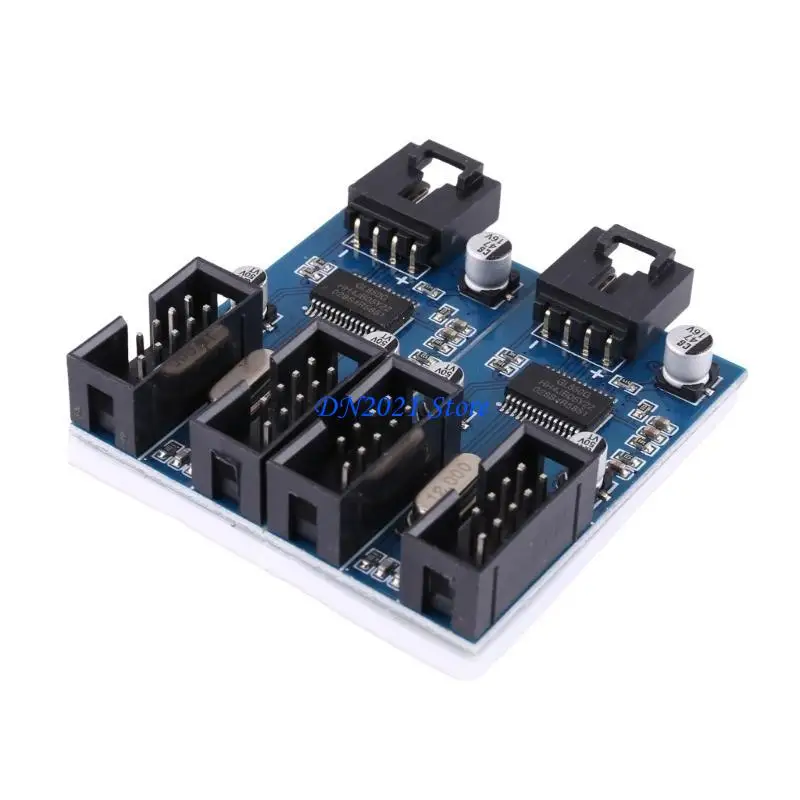 F3ke 9pin Header USB Masculino 1 a 2/4 Tarjeta extensión femenina USB 2.0 Conector cable divisor para adaptador placa - imagen 2