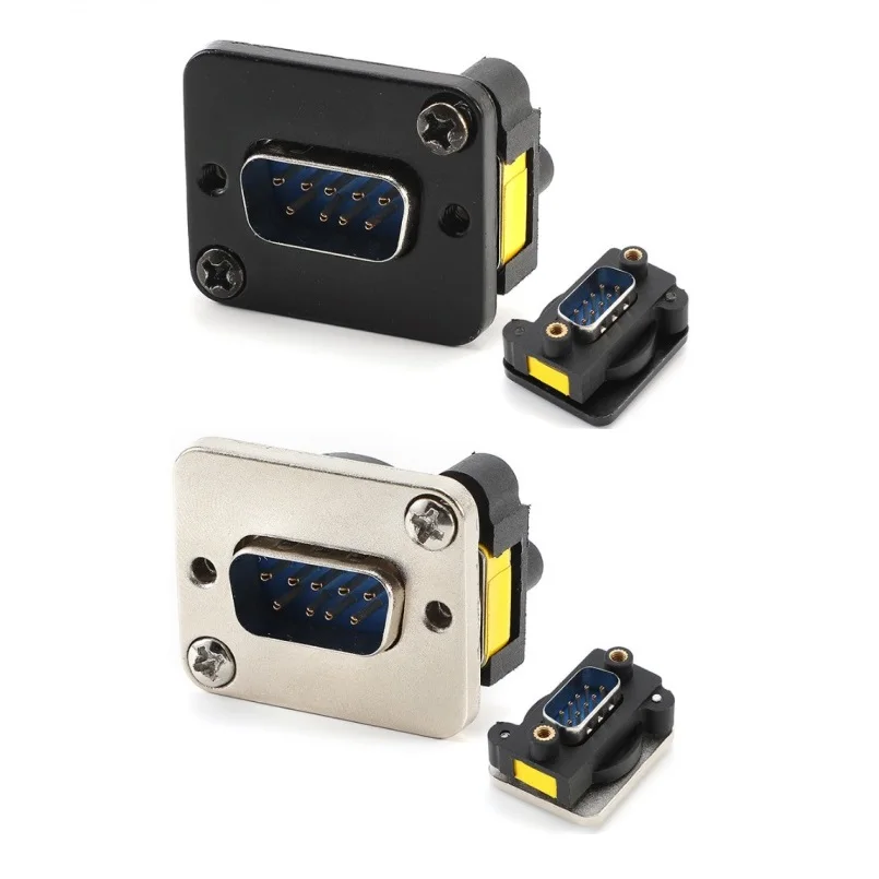 Conector DB9 macho a macho, panel de enchufe VGA, instalación de tornillo, adaptador de montaje en panel del chasis, acoplador extensor DB9
