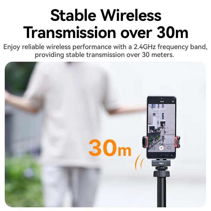Ulanzi-micrófono inalámbrico de doble canal HM2301, sonido de alta calidad de 48kHz para fotografía de teléfono inteligente, accesorios para Vlog en vivo - imagen 5