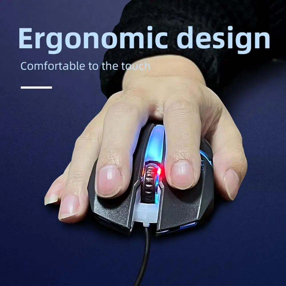 Ratón profesional con cable USB para juegos, Mouse ergonómico para PC y portátil, con 3 botones, silencioso, retroiluminado, 1000 DPI - imagen 5