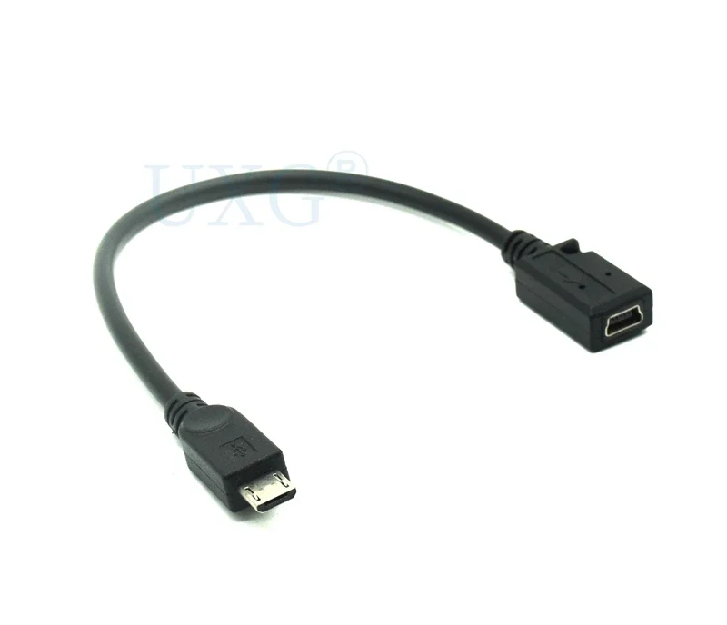 Conector Mini USB hembra a Micro USB macho de 15cm, Cable de carga y sincronización de datos, Cable corto de transferencia para teléfonos, MP3, MP4, Color negro - imagen 2