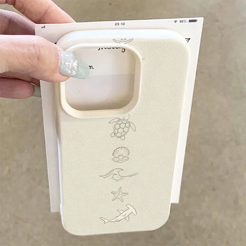 Funda con patrón de tiburón y estrella de mar, flor de tortuga en blanco y negro para Xiaomi Poco F7 F6 F5 X7 X6 X5 M6 Pro 4G 15T 14T 13T 15 14 13 - imagen 2