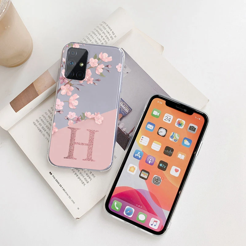 Para Samsung Galaxy A51 A71 4G 5G funda suave delgada de lujo A-Z letras contraportada Fundas parachoques transparente para Samsung A 51 transparente - imagen 3