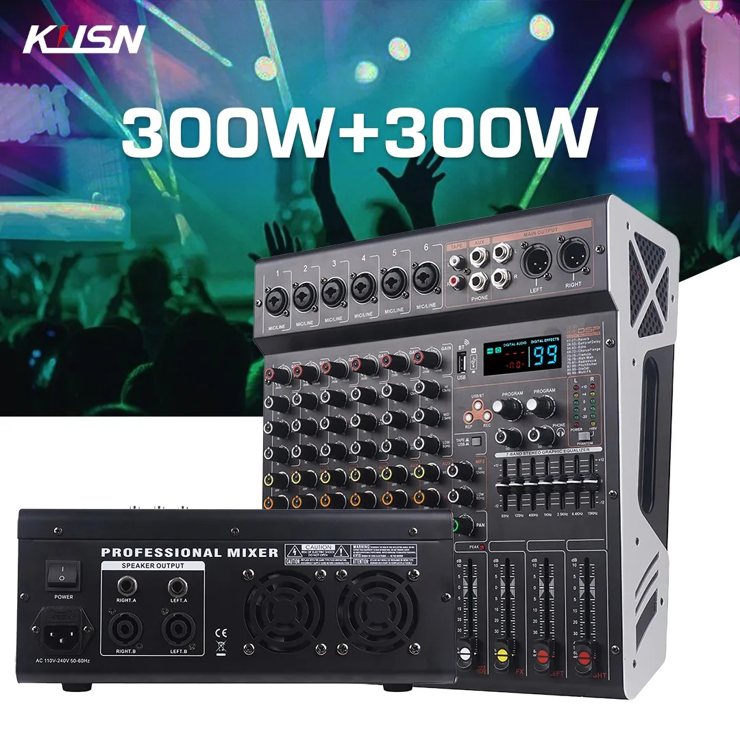 Mezclador amplificador de 6 canales 99 DSP 300Wx2, consola mezcladora de Audio profesional Digital, mezclador de sonido con Bluetooth y USB - imagen 2