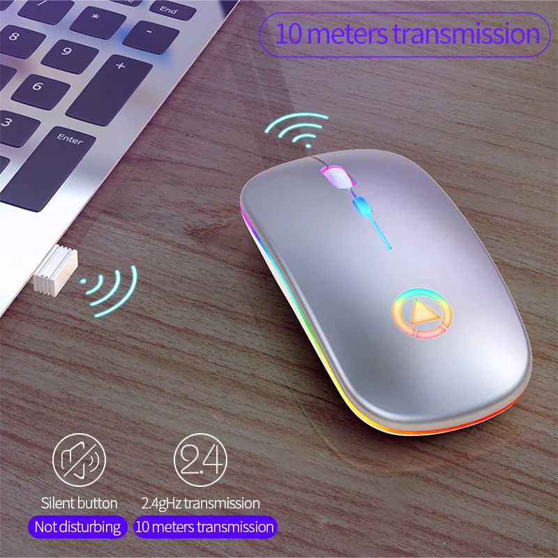 Ratón inalámbrico 2.4G Ratones ergonómicos recargables para PC/portátil/Macbook USB - imagen 3