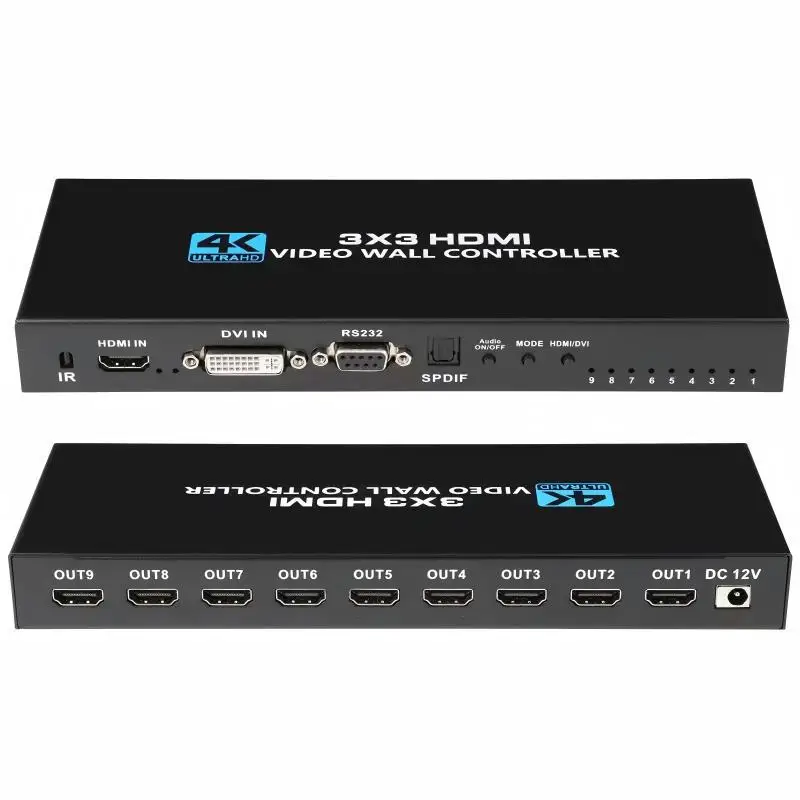 Controlador de pared de vídeo HDMI 4K 3x3 1080p DVI 1X2 1X4 1X3 2x2 2x3 2x4 procesador de vídeo de empalme multipantalla 9 unidades caja empalmadora de TV - imagen 5