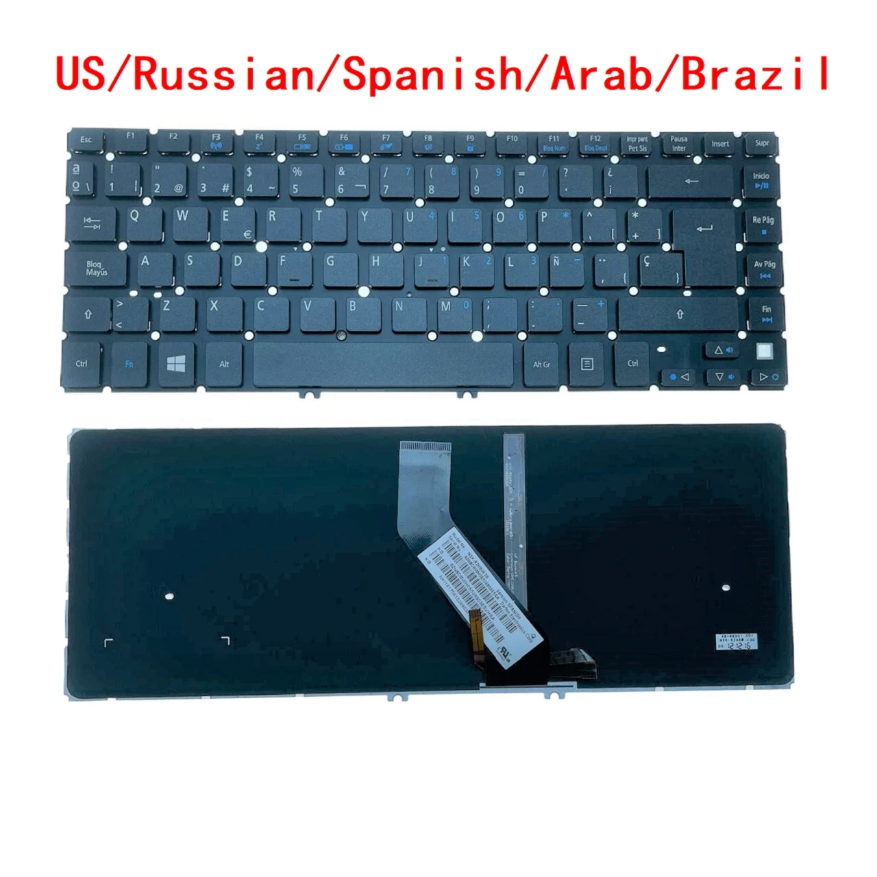 Nuevo teclado retroiluminado EE. UU., ruso, español, árabe, Brasil, para Acer Aspire V5 V5-431 V5-431G V5-431P V5-431PG V5-471 V5-471G V5-471P