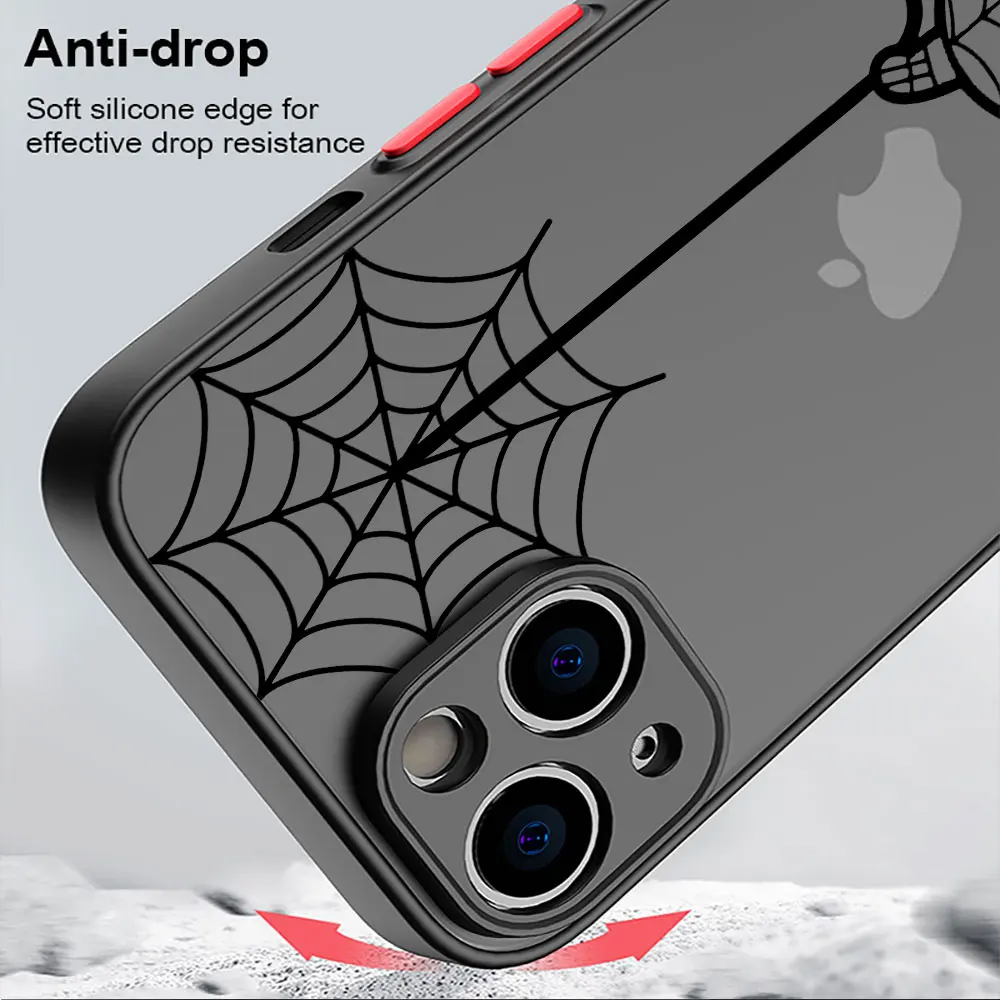 Funda mate para Apple iPhone SE XS Max 12 13 Mini 11 Pro 14 Pro XR 7 8 Plus 15ProMax estampado de lujo Marvel Spiderman lindo - imagen 3