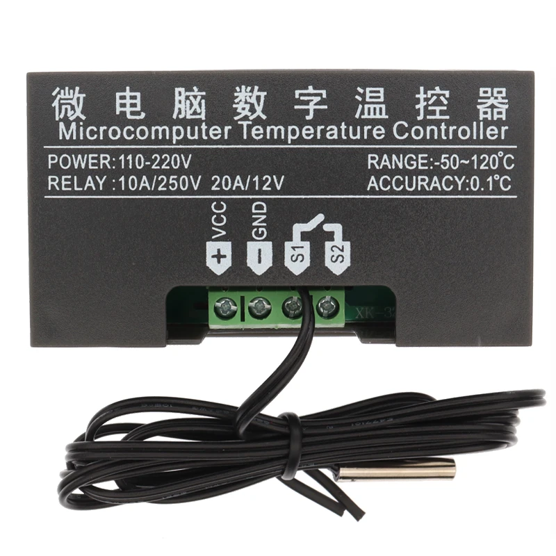 Termostato de pantalla LED con Control Digital de temperatura, instrumento de Control de calor y refrigeración, línea de sonda de AC110-220V, W3230, 12V, 24V, 20A - imagen 2