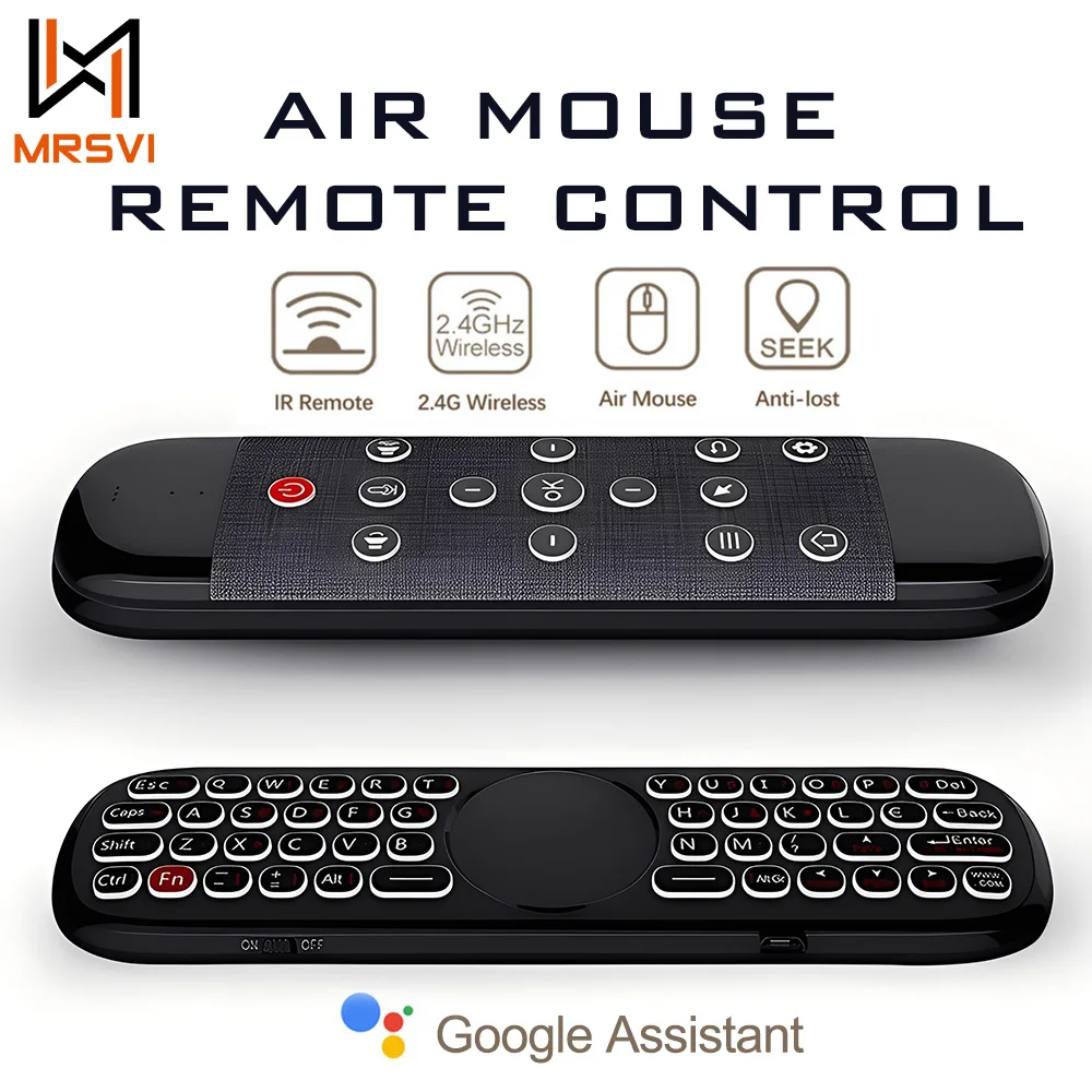 MRSVI Q40 Control remoto por voz 2,4G teclado inalámbrico ANTI-LOST Air Mouse IR aprendizaje Micro giroscopio retroiluminado para Android TV Box
