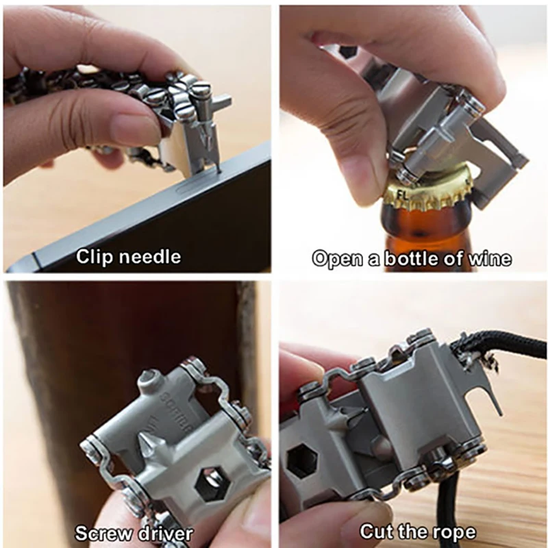 Pulsera de herramientas multifunción de acero inoxidable para Apple Watch Band Ultra 2 49mm 38 40 41mm 45mm 42mm 44mm pulsera Iwatch Correa - imagen 3