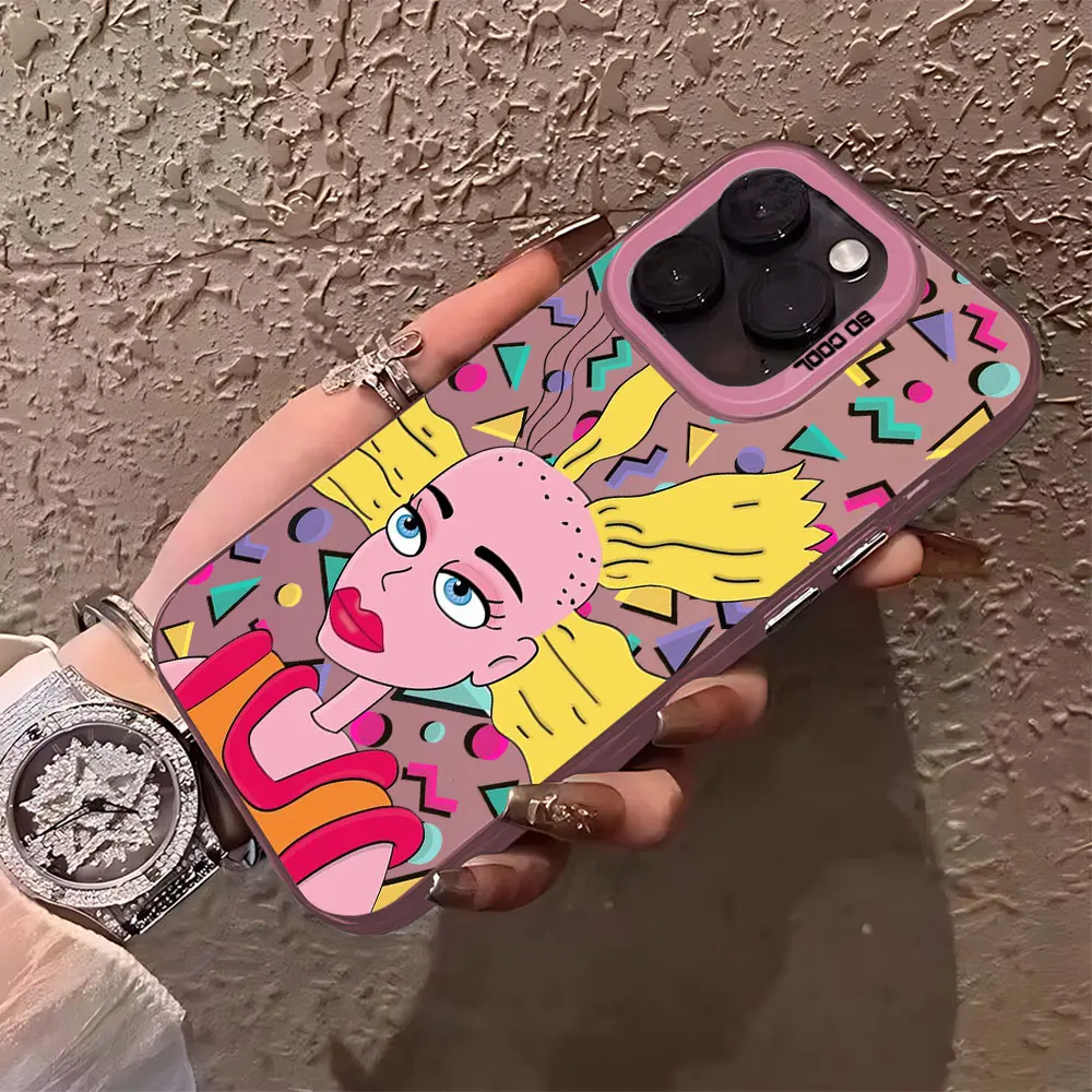 Funda de teléfono divertida y bonita de Rugrats para iPhone 16 15 14 13 12 11 mini Pro Max X XR XSMAX 8 7 Plus, funda trasera mate anticaída - imagen 3