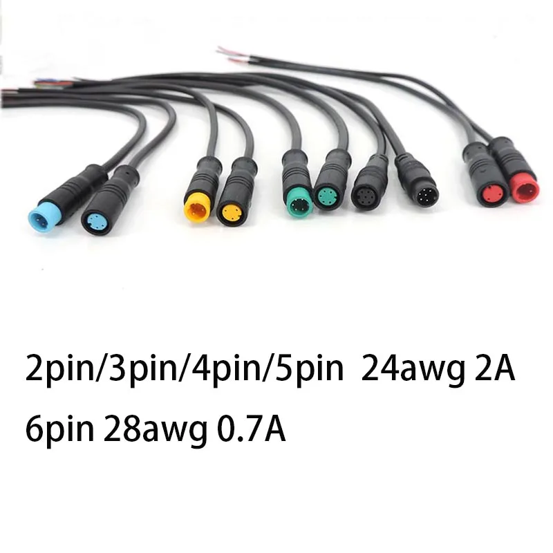 Conector macho + hembra 2 3 4 5 6 pines M8 Cable conector impermeable para bicicleta eléctrica Cable opcional accesorios para bicicleta eléctrica - imagen 3