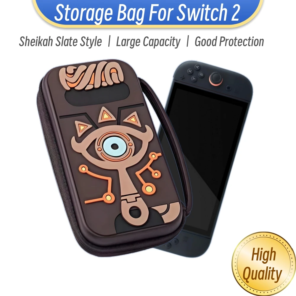 Bolsa de almacenamiento protectora de gran capacidad para Switch 2, bolso protector para NS2, bolsa de viaje, estuche de pizarra Sheikah con 12 ranuras para tarjetas de juego