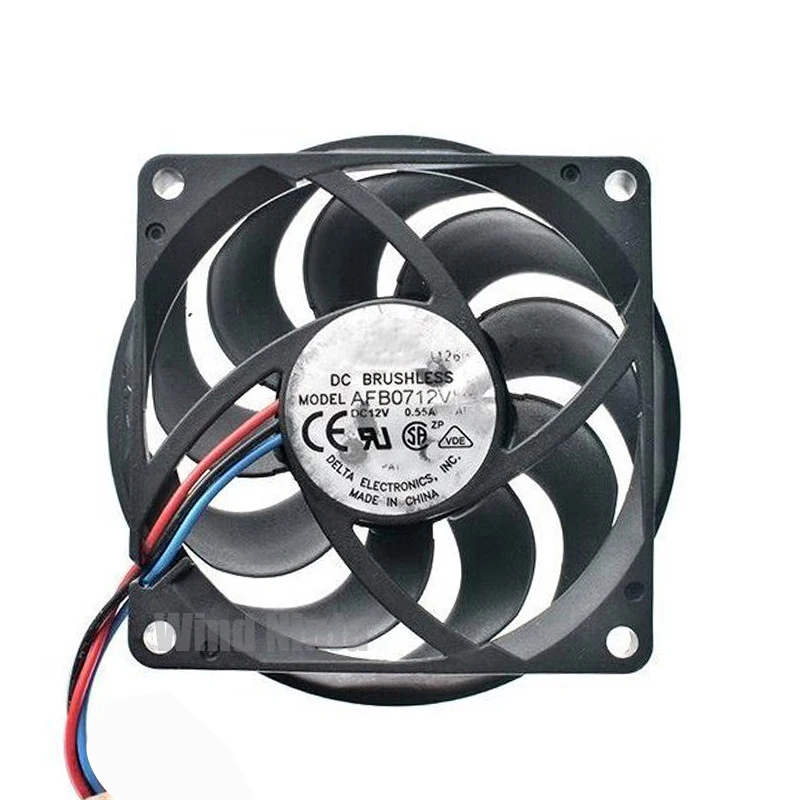 AFB0712VHB Ventilador de refrigeración con rodamiento de bolas doble de 7 cm 12 V 0.55 A 3 pines para chasis de CPU de placa base - Tamaño de 70x70x15 mm - Ventilador con cubierta de computadora - imagen 2