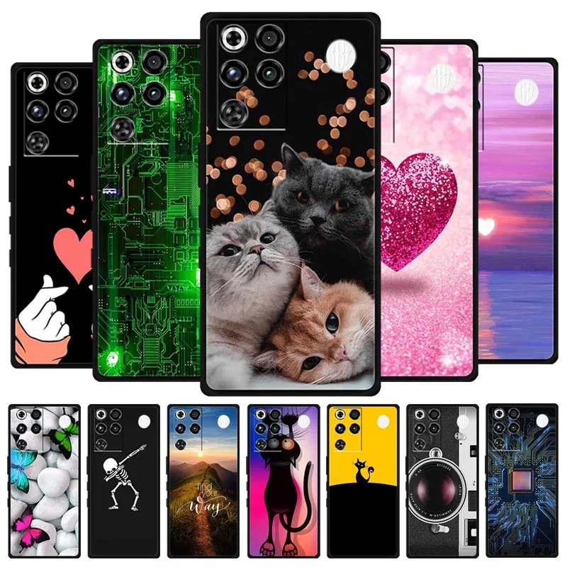 Para RedMagic11 Pro funda versión Global estilo tecnológico minimalista funda de silicona suave negra para ZTE Nubia RedMagic 11 Pro fundas de teléfono