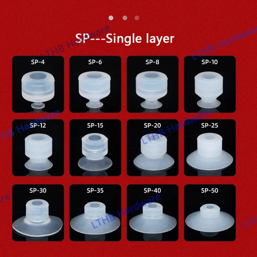 Ventosa de cabeza grande SP/DP/MP, goma de silicona blanca, orificio de montaje de 8mm, herramientas de automatización de brazo de Robot con ventosa de fuerza fuerte, 10 piezas - imagen 4