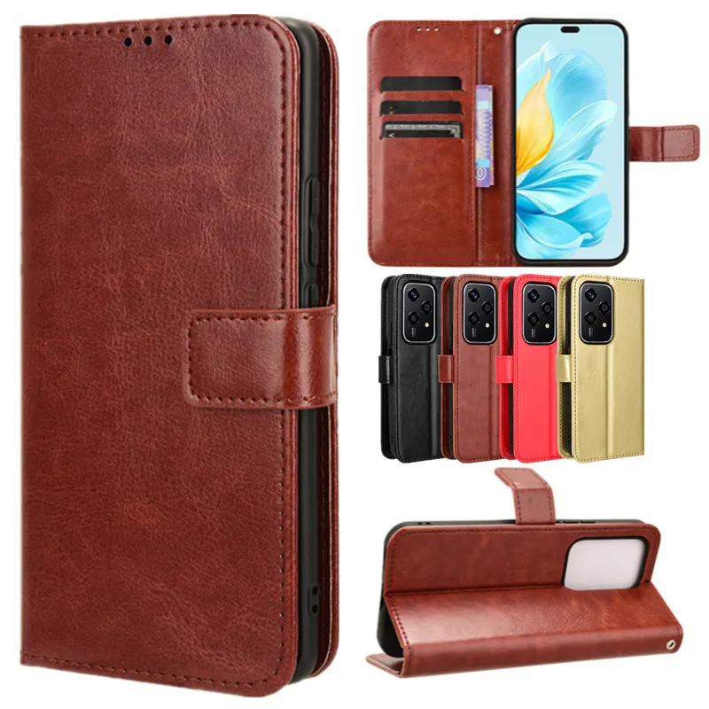Funda de cuero con tapa para Honor 200 Lite, funda protectora, billetera con ranura para tarjetas, soporte, Coque Fundas