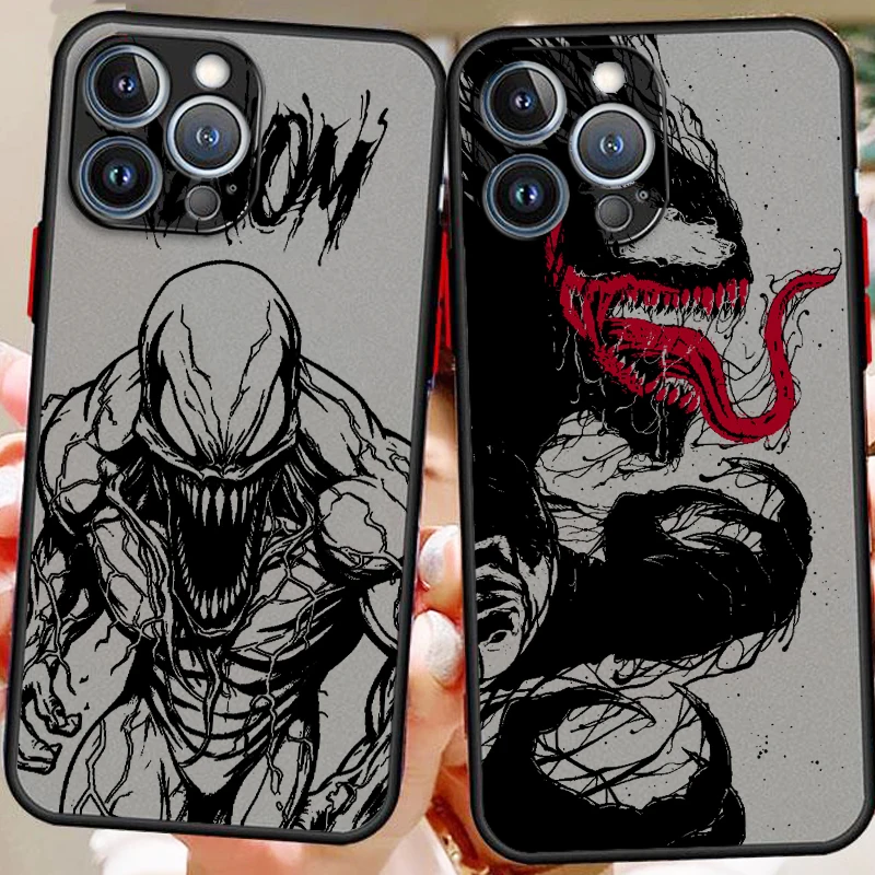 Venom-Marve translúcido esmerilado de arte Popular, funda suave para teléfono Apple iPhone 16, 15, 14, 13, 12, 11, XS, XR, X Pro Max Plus Mini