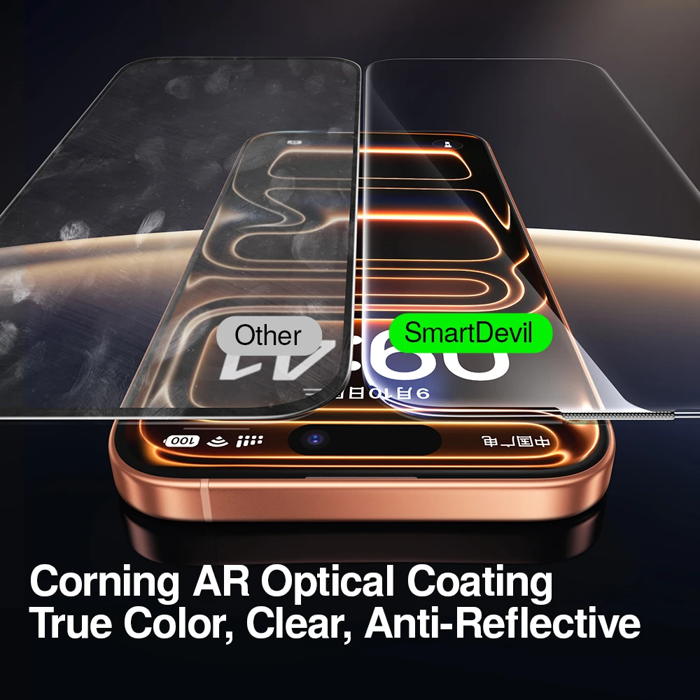 SmartDevil Protector de pantalla de esquina de cabina sin polvo para iPhone 17 Pro Max Película de vidrio templado a prueba de polvo para iPhone Air 17 16 Pro - imagen 5