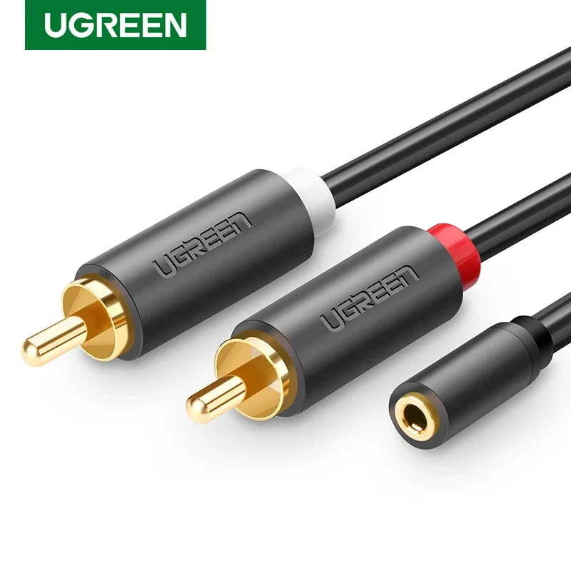 UGREEN-Cable RCA hembra de 3,5mm a 2 RCA macho, Adaptador Hi-Fi de Audio estéreo de sonido, divisor Y Dual blindado, Aux, RCA Y