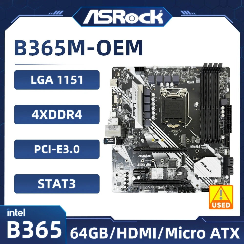 Placa base ASRock B365M-OEM Intel B365 LGA 1151 DDR4 compatible con Core i5-8600 Core i7-9700F i5-9400F i3-8300 cpu PCIe 3,0 USB 3,1