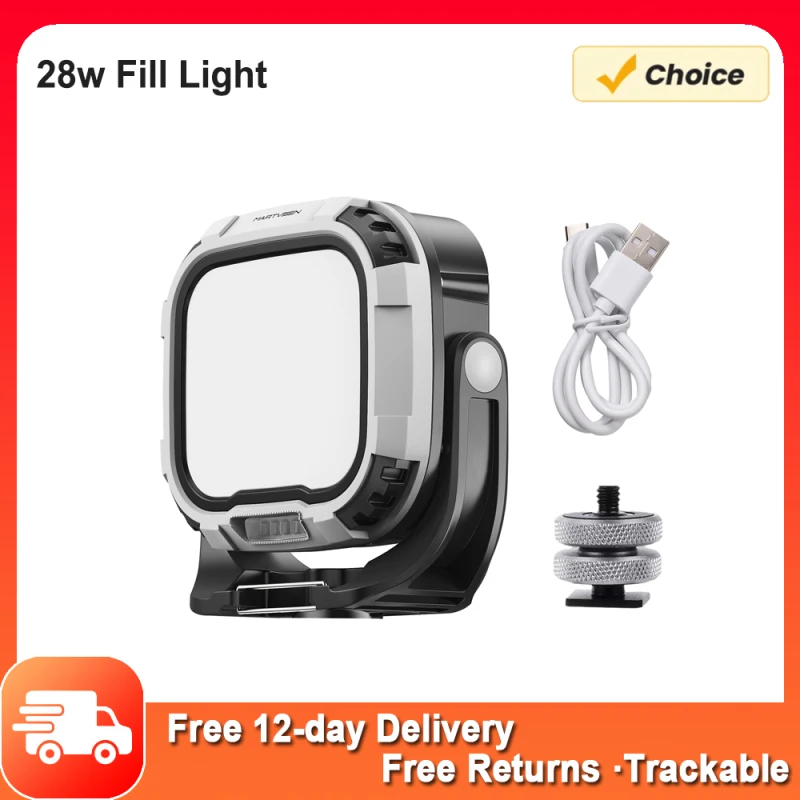 MARTVSEN R7 PRO 28W Luz de vídeo LED magnética Luz de relleno portátil Luz de cámara multifuncional con mango de luz de advertencia roja